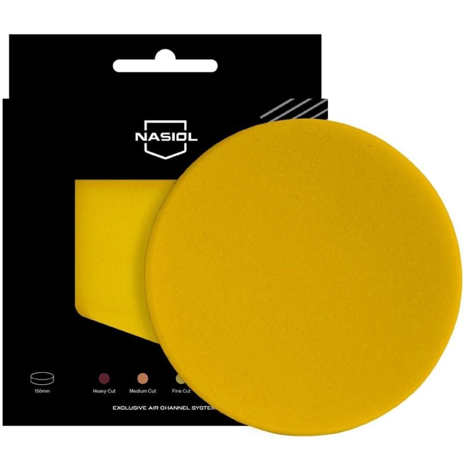 Nasiol Özel Hava Kanallı Polisaj Süngeri/Pedi-Hafif Çizik Giderici-150mm-Sarı